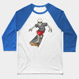 Skeleton as Skater with Skateboard Baseball T-Shirt